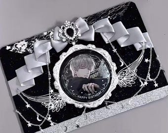 Gothic Silber Schleife Ita Bag Insert Dark Star Pin Display Board Sparkly Kawaii Anime Merch Accessoires Oshi Geschenk