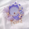Elegant Purple Ribbon Rosette Pin Display Kawaii Fairycore Ita Bag Insert Anime Badge Holder Pearl Chain Coquette Merch Display Gift