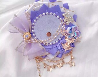Elegante Lila Band Rosette Pin Display Kawaii Fairycore Ita Tasche Insert Anime Ausweishalter Perle Kette Coquette Merch Display Geschenk