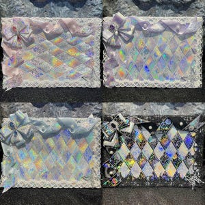 Holographische Schleife Schleife Spitze Ita Bag Insert Kawaii Pin Display Board Magical Girl Deco Base Coquette Anime Merch Accessoire Geschenk