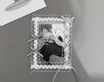 Gothic Lace Ribbon Bow Deco Toploader Kpop Fotokartenhalter Coquette Anime Merch Display Ita Bag Accessory