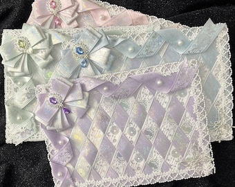 Pastel Ribbon Bow Lace Trim Pin Display Board Ita Bag Insert Elegant Coquette Anime Merch Base Kawaii Cosplay Convention Accessoire Geschenk