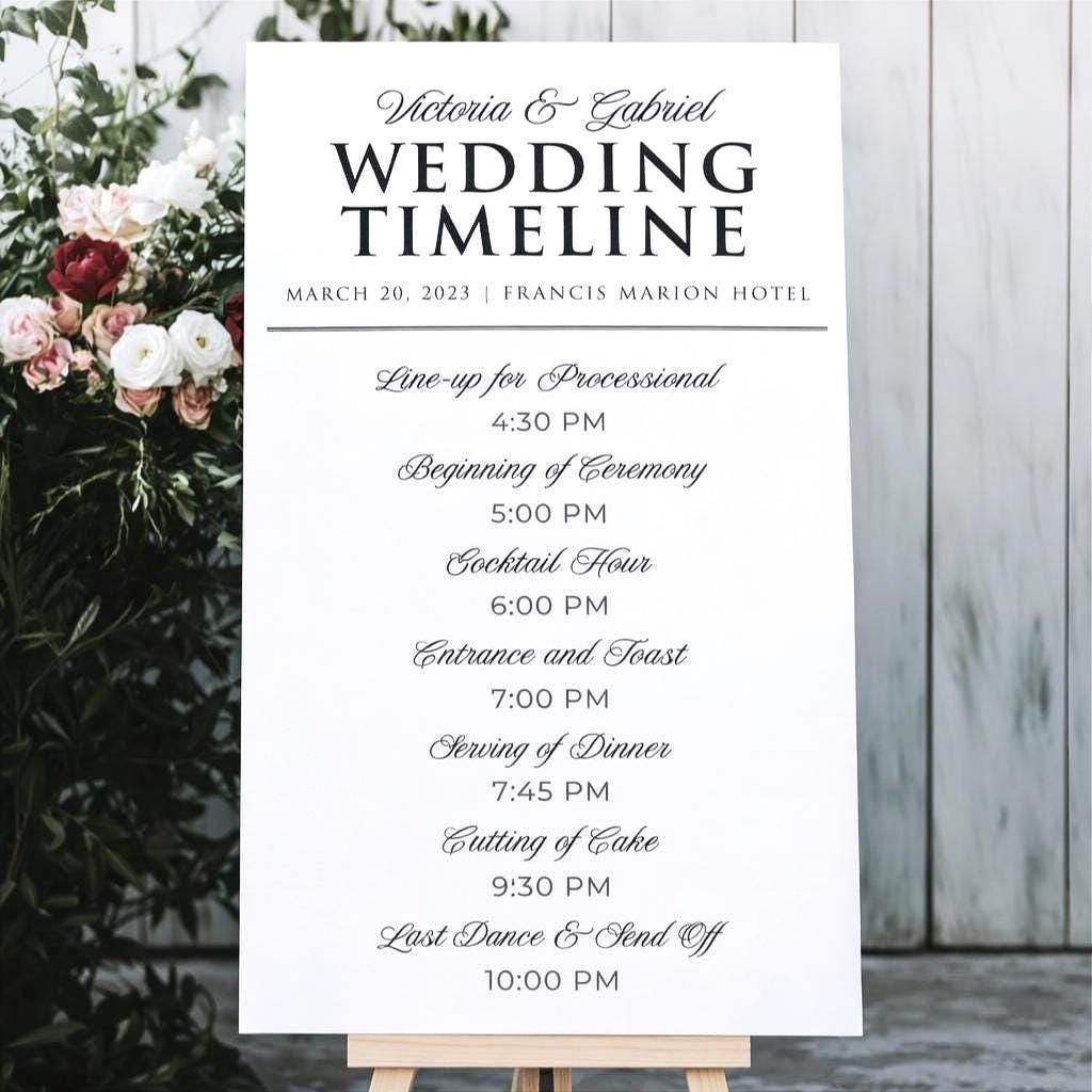 Editable Wedding Timeline Sign Template, Minimalist Schedule Poster ...