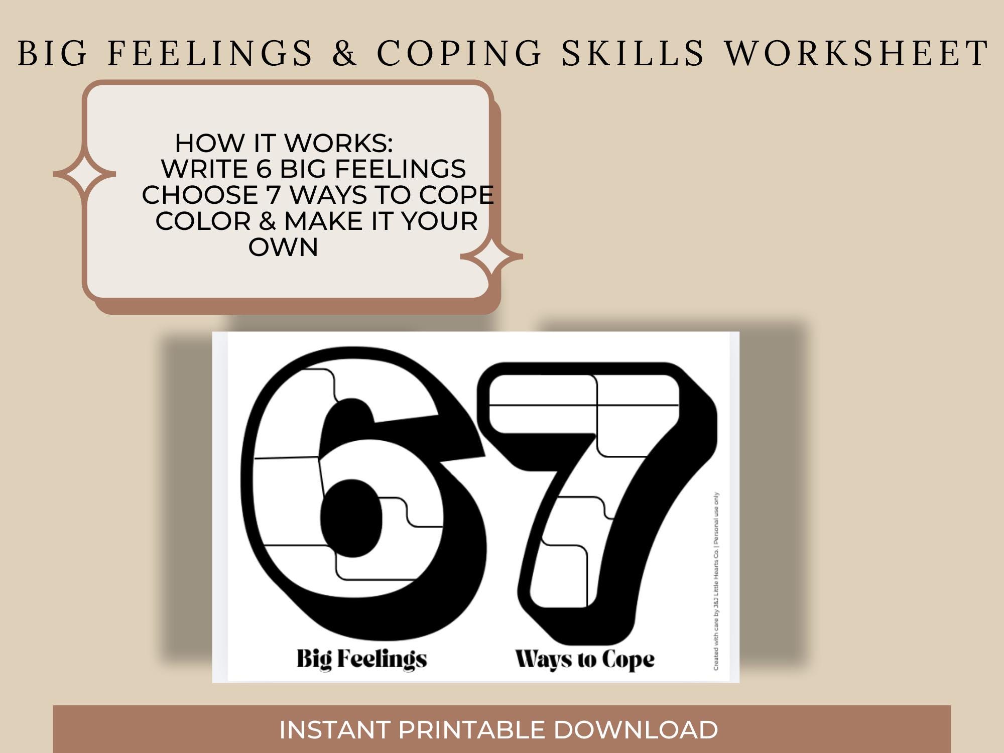Big Feelings & Coping Skills Worksheet for Kids | Emotional Regulation ...