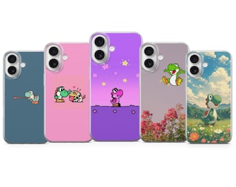Bonita funda de teléfono Yoshi con diseño retro de videojuegos para iPhone 17 Air 16e Pro Max 15 14 13 / Samsung A37 A57 S26 Ultra S25 FE / Google Pixel 10A 9
