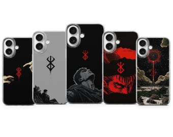 Funda temática de anime Berserk Guts para iPhone 17 Air 16e Pro Max 15 14 13 / Samsung A37 A57 S26 Ultra S25 FE / Google Pixel 10A 9