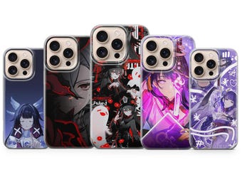 Funda de teléfono con diseño de anime Genshin Impact para iPhone 17, Air 16e, Pro Max 15, 14 y 13, Samsung A37, A57, S26 Ultra, S25 FE y Google Pixel 10A y 9.