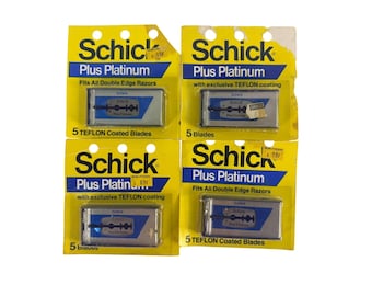 Vintage Schick Plus Platinum Teflon Coated Double Edge Razor Blades 20 Count NOS