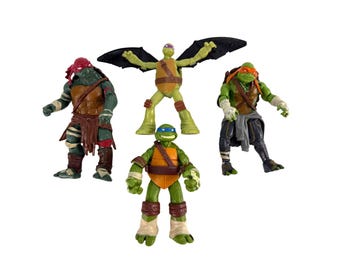 Lot Teenage Mutant Ninja Turtles Figures Raphael Donatello Leonardo Michelangelo