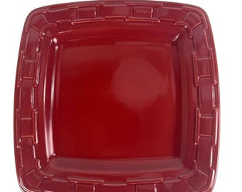 Longaberger Woven Traditions Pottery Paprika Square 11" Dinner Serving Plate
