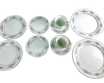 Noritake Melissa Fine China, 2 Place Settings, Silver Trim, NOS
