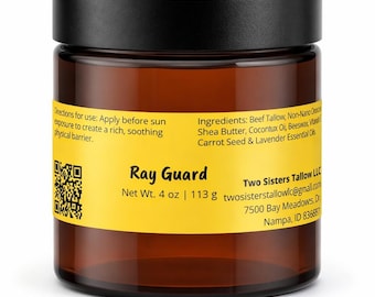 Bálsamo hidratante para peles de animais alimentados a pasto com sebo batido Ray Guard | Zinco não nano | Hidratante para peles de animais alimentados a pasto