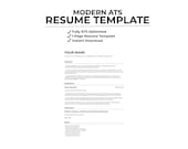 Modern ATS Resume Template, 1 Page CV Template, Professional Resume, Word & Google Docs, Instant Download