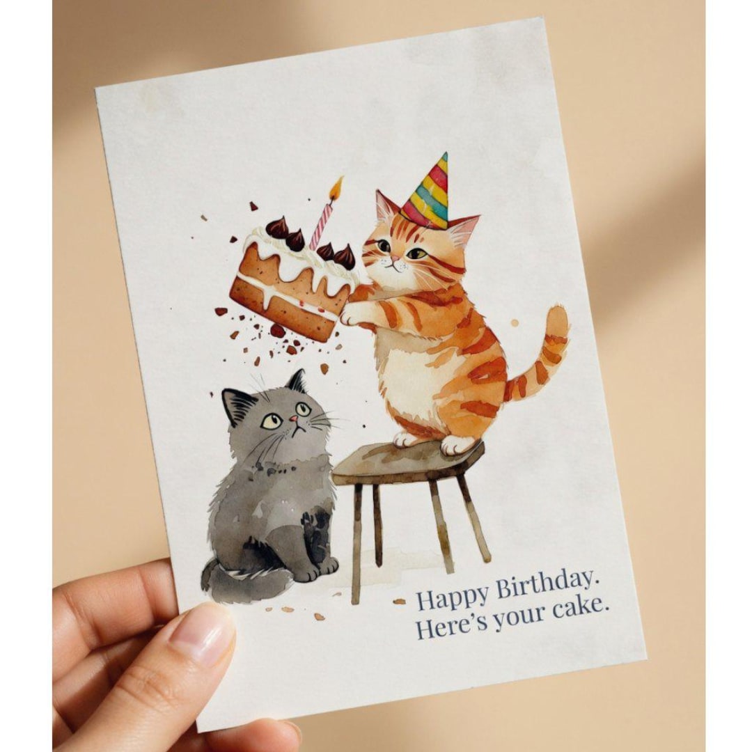 Funny Cat Birthday Card Printable | Sarcastic Birthday Card for Her Him ...