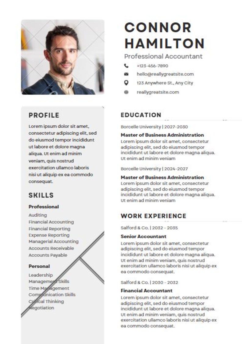 ATS Resume Template Canva Editable | Modern CV Design (PDF Download) - Etsy