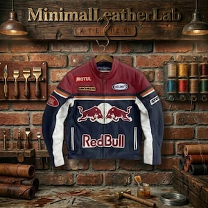 Red bull racing leather jacket - Etsy 日本