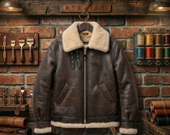 Chaqueta bomber de piel de oveja Leon S Kennedy B3 – Réplica del abrigo de Resident Evil 4
