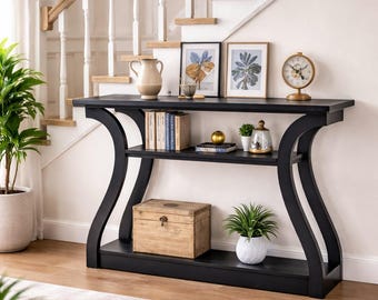 Narrow Console Table, Slim Entryway Table, Hallway Sofa Table, Storage Shelf Console Table, Modern Wooden Handmade Furniture