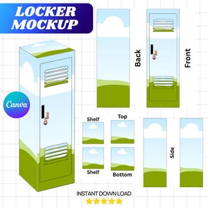 Abschluss Locker Canva Mockup, Back To School Locker Geschenkbox Canva Vorlage, Grad Senior Vorlage, anpassbare bestandene Geschenkboxvorlage