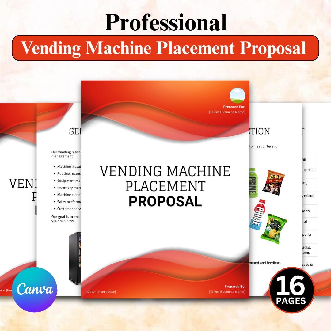 Vending Machine Proposal Placement Template, 16 PAGES, Vending Business ...