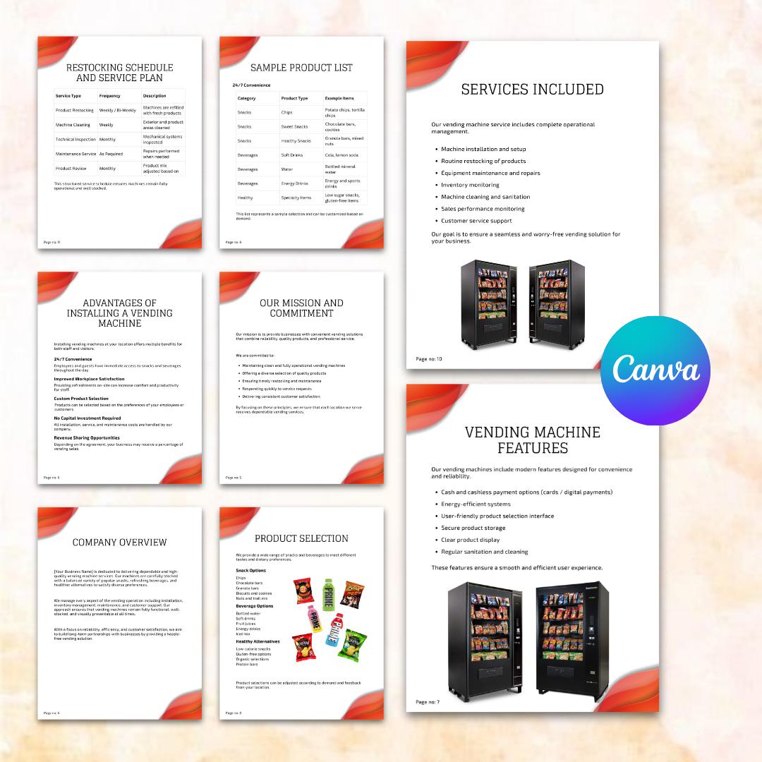 Vending Machine Proposal Placement Template, 16 PAGES, Vending Business ...