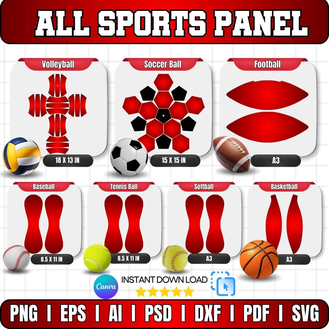 Football Panel Ls Sports Panel Templates BUNDLE, Softball Panels, Basketball Panel ...