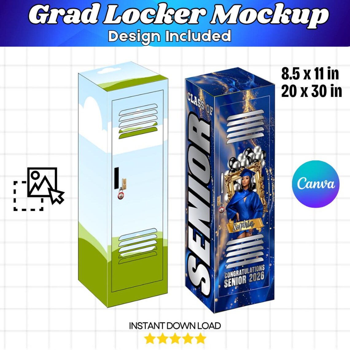 Grad Locker Box Back to School Locker Gift Box Canva Template, Graduation Locker Canva ...
