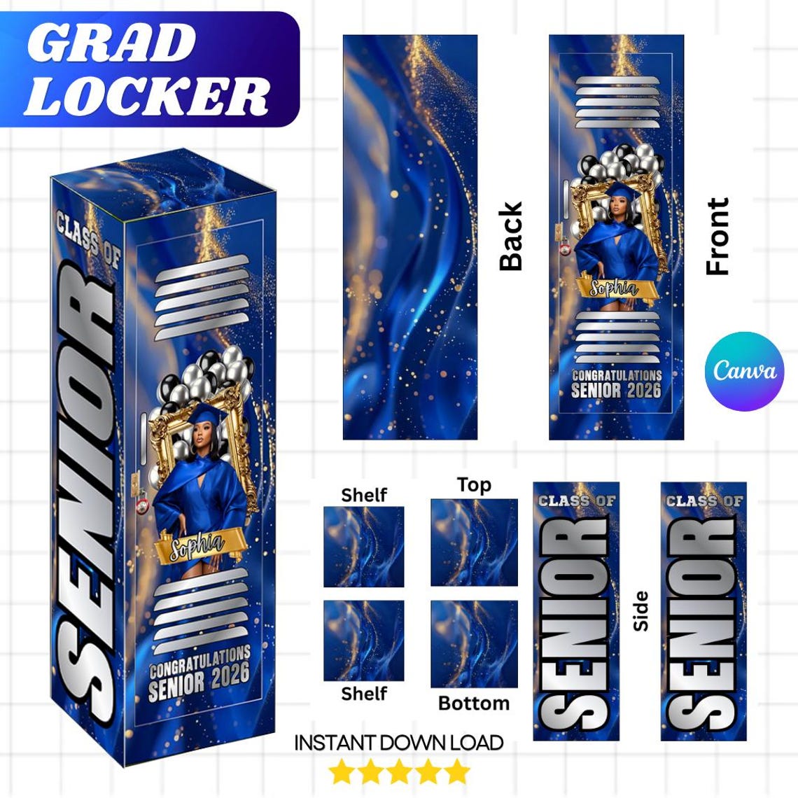 Grad Locker Box Back to School Locker Gift Box Canva Template, Graduation Locker Canva ...