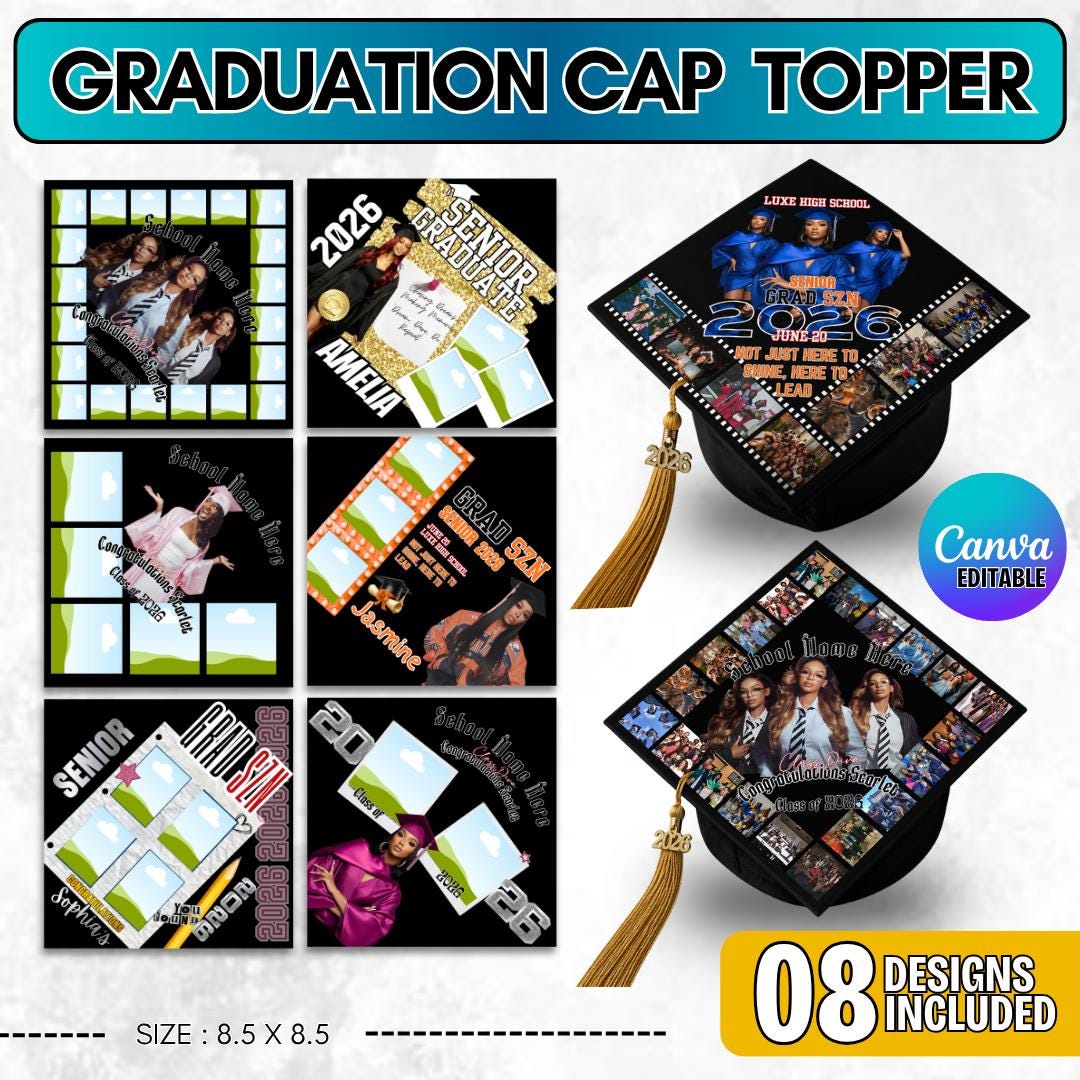 Picture Frame Topper Custom Photo Graduation Topper Templates, 08 Grad Cap Topper Canva ...