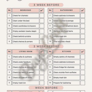Passover Cleaning Checklist 2026 | Pesach Chametz Checklist | 3-Week Plan for Passover Preparation | Printable PDF