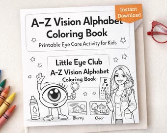 A-Z Vision Alphabet Coloring Book – Kids Eye Care Learning Activity (Digital Download)