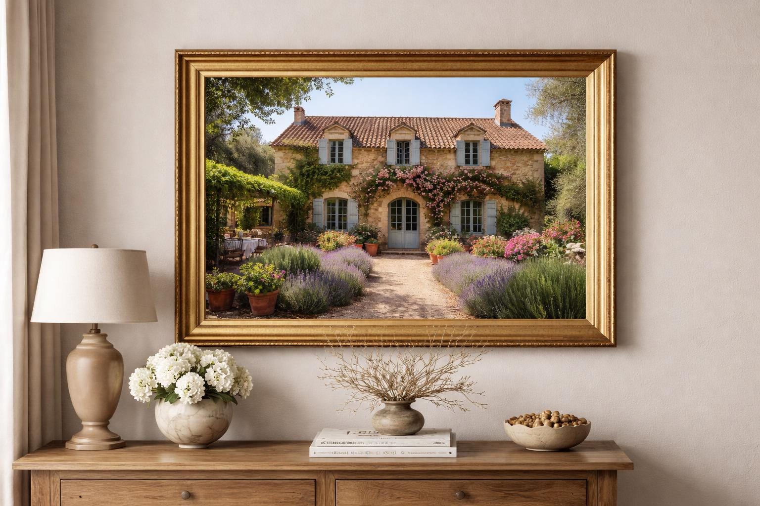 French Country House Wall Art – Vintage Gold Frame Style – European ...