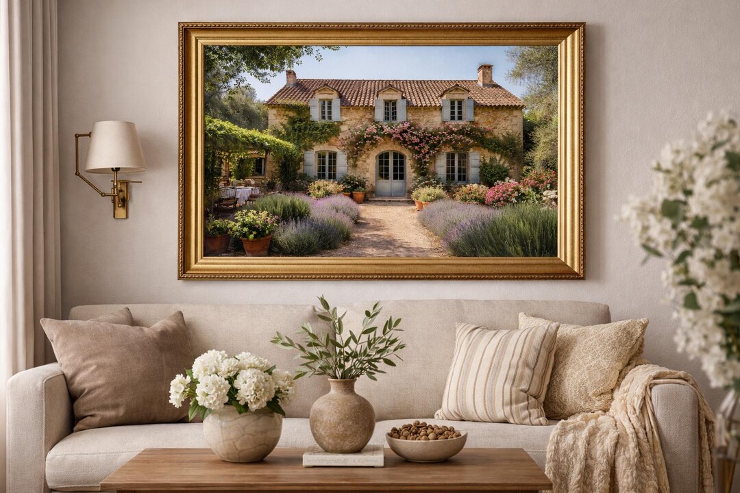 French Country House Wall Art – Vintage Gold Frame Style – European ...