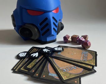 Sci-Fi Space Helmet Deck Box | MTG Commander, Dice Storage, magnetic 3D Printed Card Case