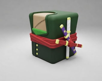 One Piece Roronoa Zoro Deck Box – 3D Printed TCG Card Holder, Removable Katanas