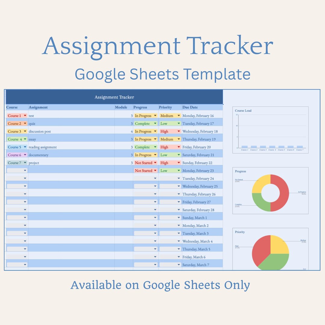 Assignment Tracker/ Blue Class Planner - Etsy