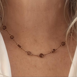 Hand Knotted Cubic Zirconia Necklace: Dainty 15 1/2" Choker Necklace