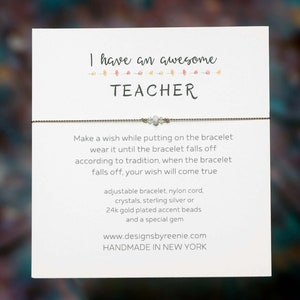 Wish Bracelet, Teacher Wish Bracelet, Gift for Teacher, Teacher Appreciation, Friendship Bracelet, Strength Bracelet