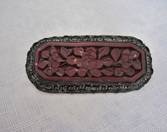 Antique Chinese Cinnabar Brooch