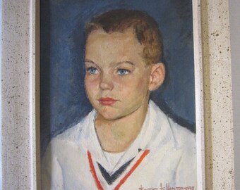 Vintage Portrait Young Boy, Signed Montgomery