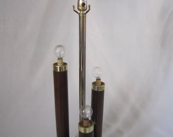 1960s Mid-Century Cherrywood and Brass Lamp