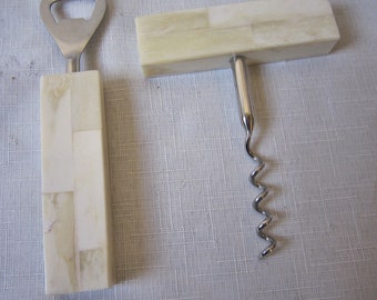 Vintage Marquetry Bar Tools, Pair