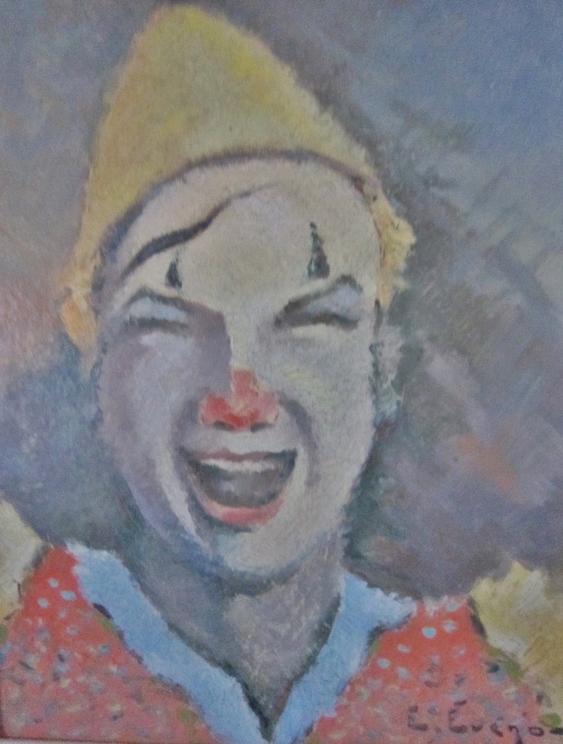 Signed French Painting Pierrot Edouard Eveno