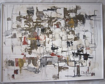 Large Modernist Abstract Painting, Signed C. McMillan