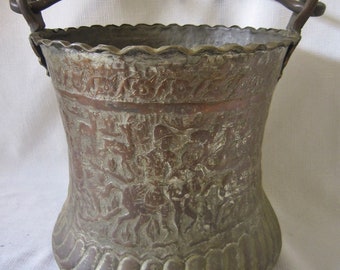 Antique Ottoman Turkish Copper Bucket