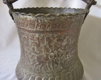 Antique Ottoman Turkish Copper Bucket