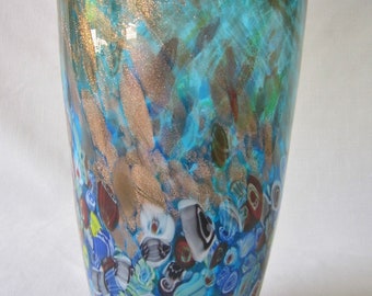 Vintage Millifiori Venetian Glass Vase, Large!