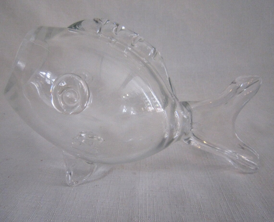 Blenko Glass Fish Jar Rare Size Etsy