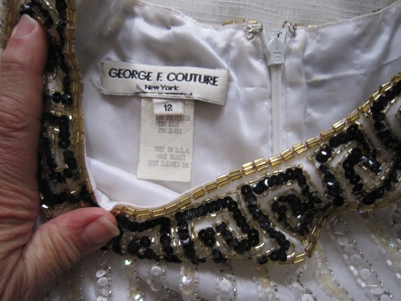 Vintage Sequin George E. Couture Gown, Greek Key - image 4