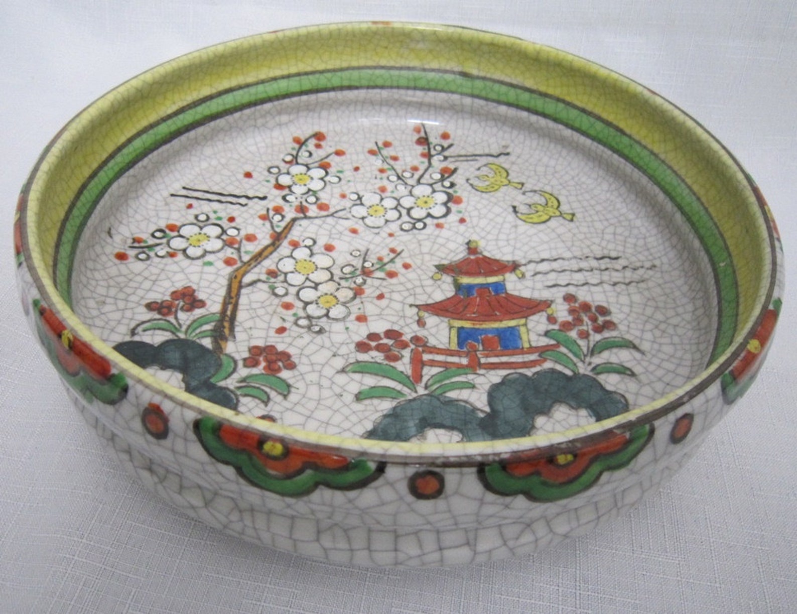 Vintage Chinoiserie Pagoda Bowl Etsy